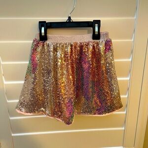 Girls pink and gold sequin mini skirt